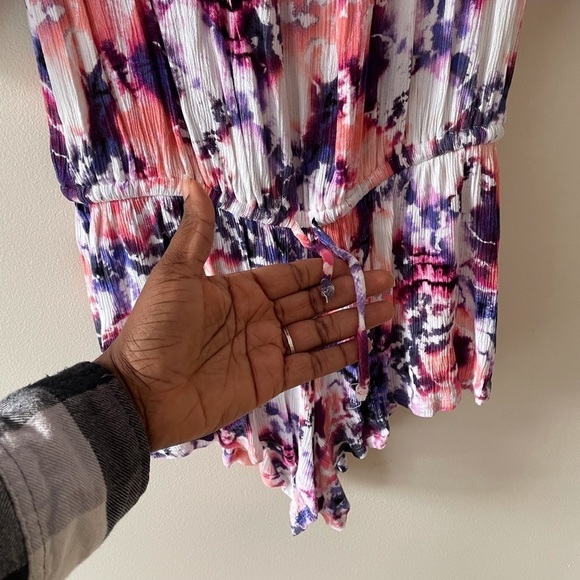Womens Tye Dye Romper/ Jumpsuit Size S/P Color Pink - Picture 5 of 13
